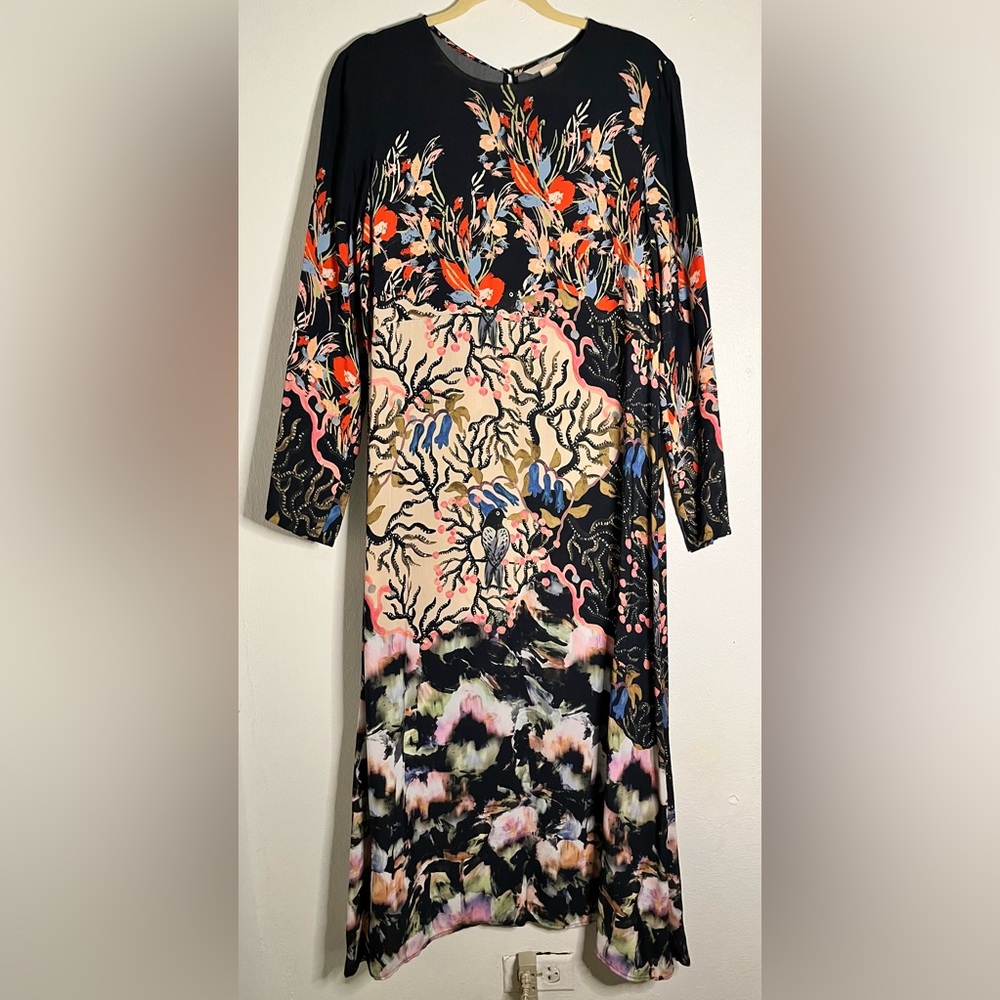 H&M Black Floral & Coral Print Long Dress